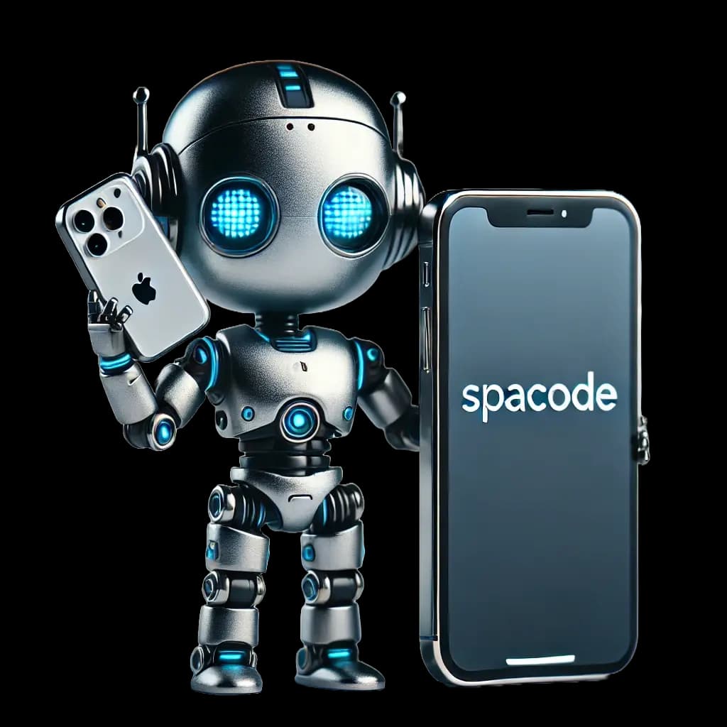 spacode robot holds phone